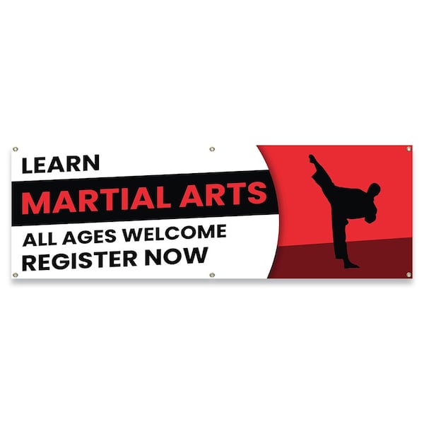 Signmission Learn Martial Arts All Ages Welcome Register Now Banner Concession Stand Food Truck Single Sided B-72-30098 - main